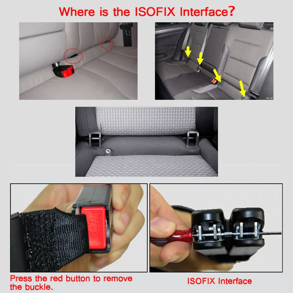 Регулируемое автомобильное детское безопасное сиденье и ремень-усилитель детский Isofix Соединитель с защелкой для крепления ремня