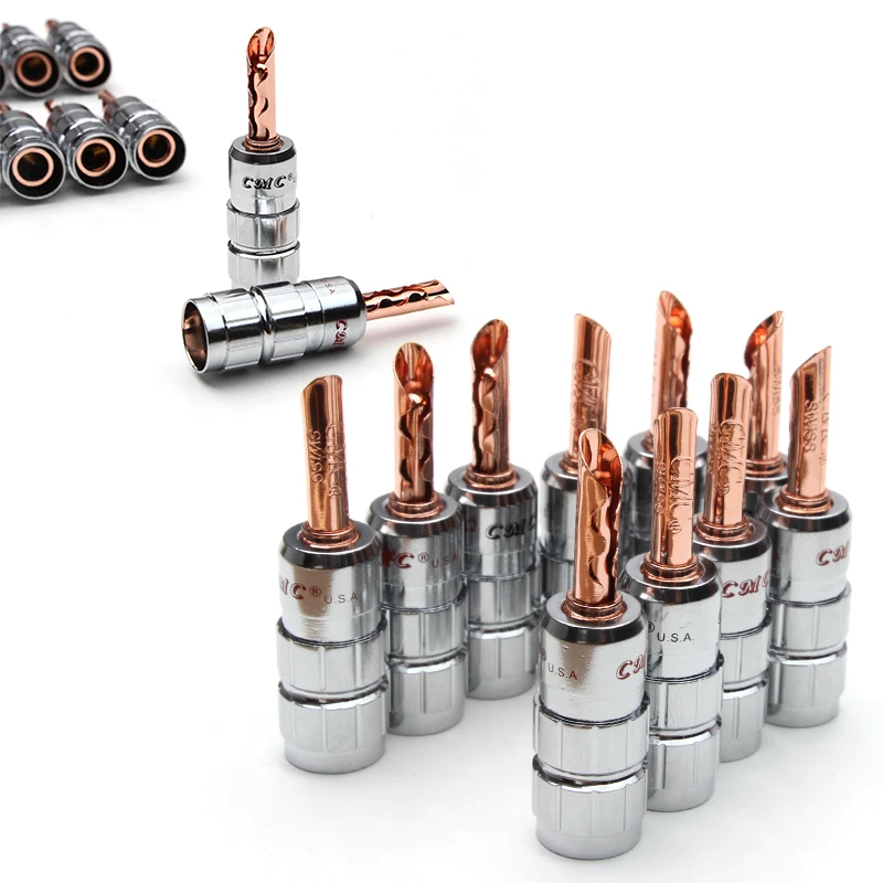 

12PCS Gold Red Copper Speaker No soldering Cable Connectors Banana Plugs Connector Audio Cable Connector