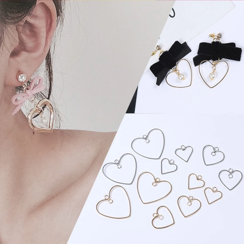 

10pcs Heart Pendants Charms Gold Silver Color Earring Making Accessories Findings Women DIY Drop Earrings Handwork Wholesale