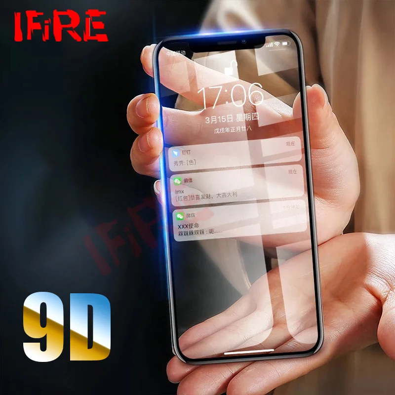 9D полное покрытие краев закаленное стекло для iPhone X 7 6 8 Plus изогнутая Защитная