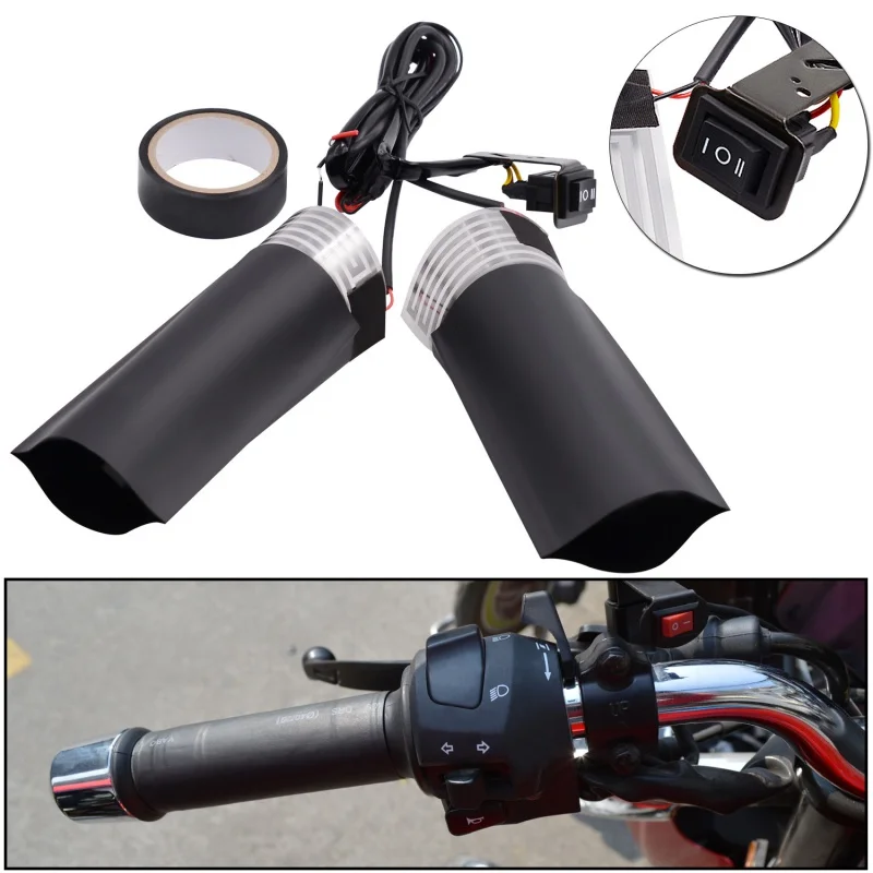 Universal Heated Grips 12V Motorcycle Electric Heating Handle Kit Refit Hand Set Electric Heating Insert Handlebar Pad