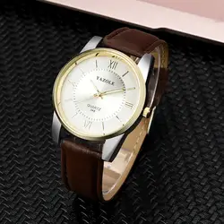 2019 YAZOLE Роскошные Для мужчин часы из нержавеющей стали кожаный ремешок аналоговые кварцевые наручные часы лучший бренд класса люкс кварц