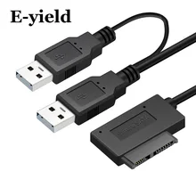 USB2.0 to 6+7 13Pin Slimline Slim SATA Cable With External USB2.0 Power Supply For Laptop CD-ROM DVD-ROM ODD Adapter Converter