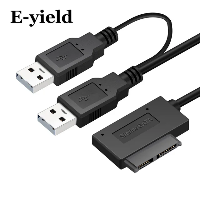 USB2.0 to 6+7 13Pin Slimline Slim SATA Cable With External USB2.0 Power Supply For Laptop CD-ROM DVD-ROM ODD Adapter Converter