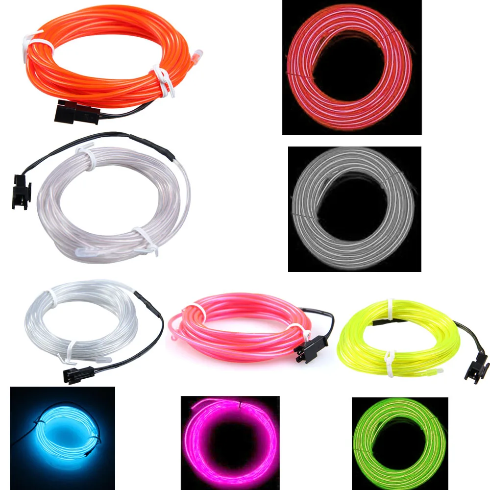 Hot Sale 3m Flexible Neon Light Car Party Glow EL Wire Strip Multi Colors Tube Fluorescentin