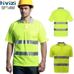 Hivisi высокая видимость Светоотражающая защитная Рабочая Рубашка летняя дышащая рабочая одежда безопасная Светоотражающая рубашка