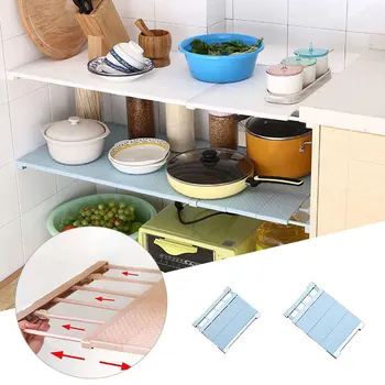 

1pc Retractable Wardrobe Storage Rack Cabinet Layered Partition Storage Frame Kitchen Home Paste Type Telescopic Organizer Shelf