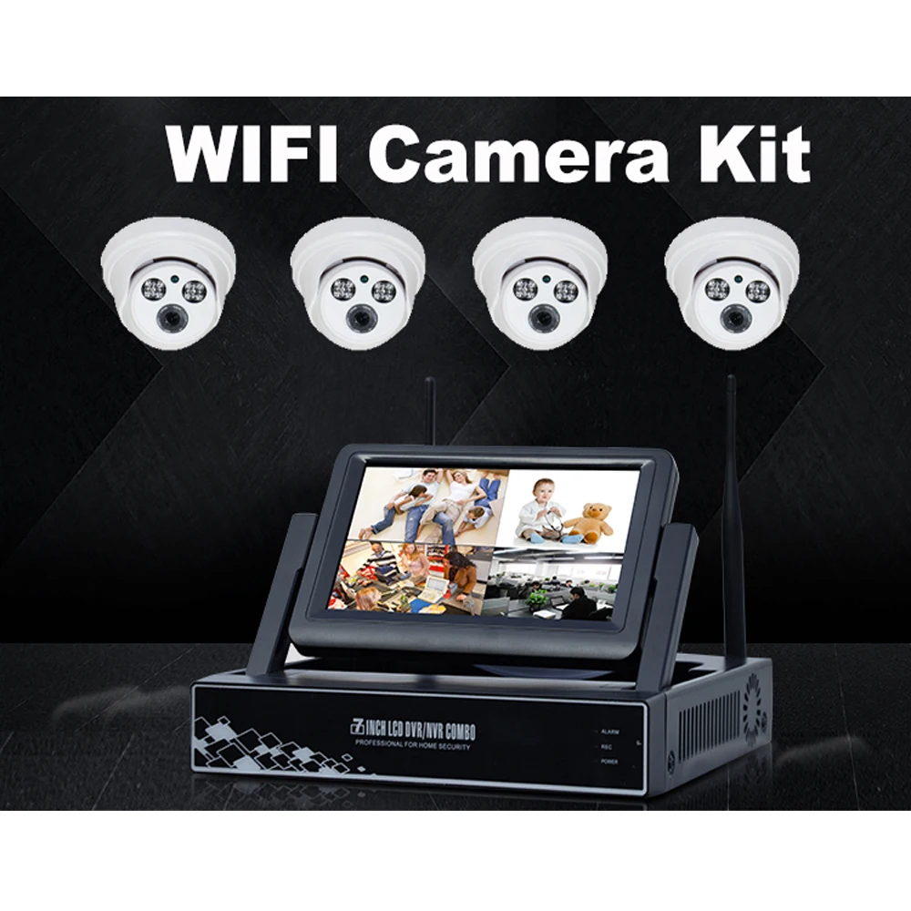 

4CH CCTV System Wireless 720P HD NVR KIT 1.0MPIR Outdoor P2P Wifi Security Camera System WIFI Surveillance Kit YUNSYE