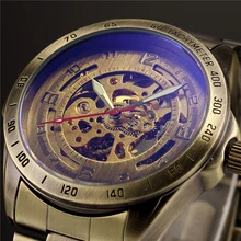 Antique Design Automatic Skeleton Mechanical Watch Vintage Brass steel Men's Wristwatch Skeleton Steampunk Clock Male Blue Dial Antique Design Automatic Skeleton Mechanical Watch Vintage Brass steel Men's Wristwatch Skeleton Steampunk Clock Male Blue Dial