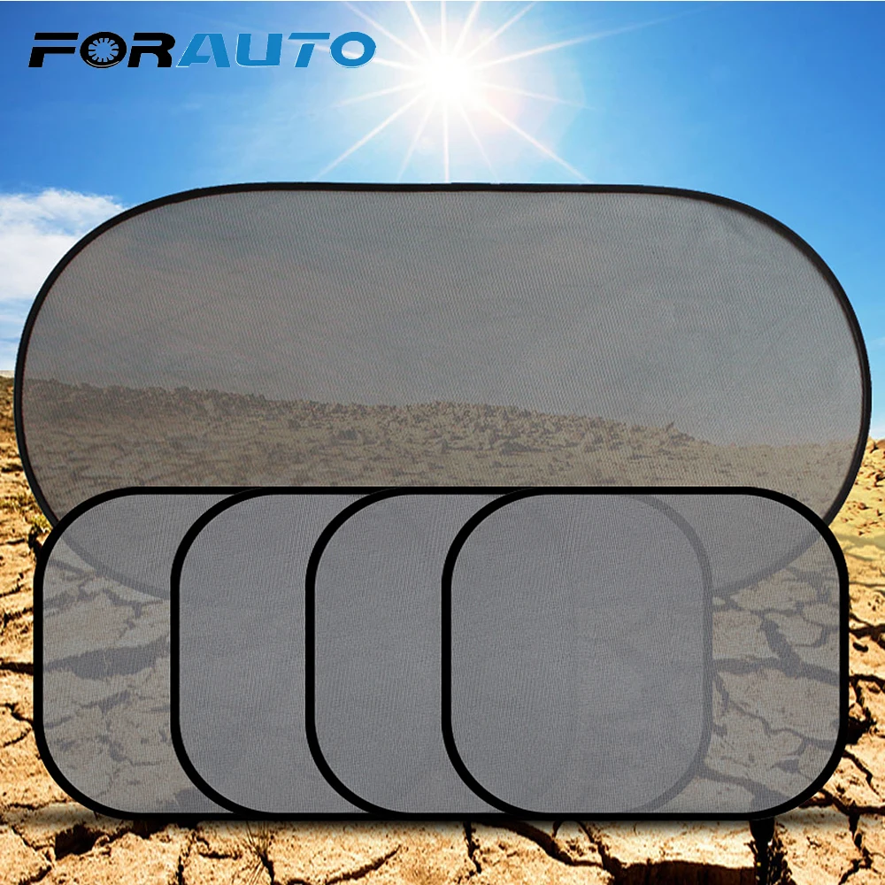 FORAUTO 5Pcs Car Curtain Mesh Sun Visor Window Screen Sunshade Car Cover Sunshade Interior Accessories Product With Two Sucker