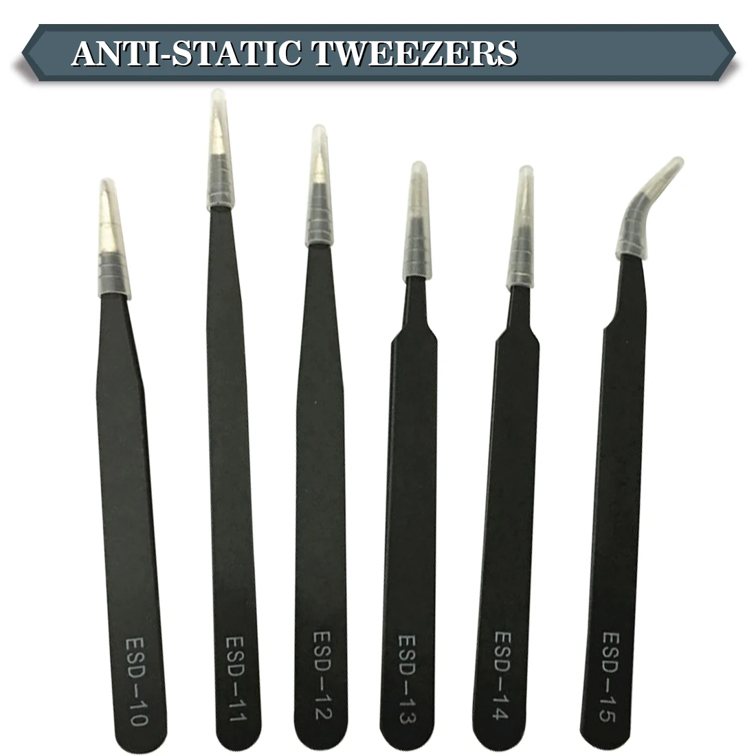 

Anti-static ESD Stainless Steel Tweezers Maintenance Tools 6Pcs Industrial Precision Straight Tweezers Repair Tools