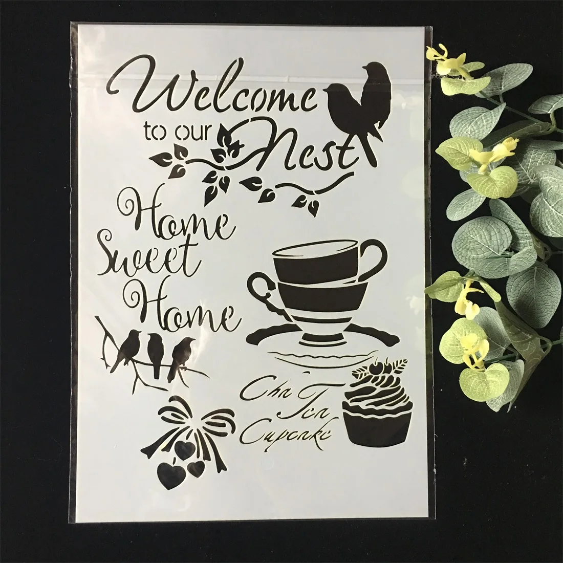 

New A4 Welcome Our Nest DIY Layering Stencils Wall Painting Scrapbook Coloring Embossing Album Decorative Paper Card Template