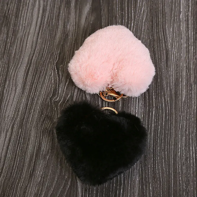 Симпатичный помпон Pom брелок из натурального кроличьего меха мяч брелок из искусственного меха милое сердце автомобиля кольца для ключей сумка Подвески подарок для женщин