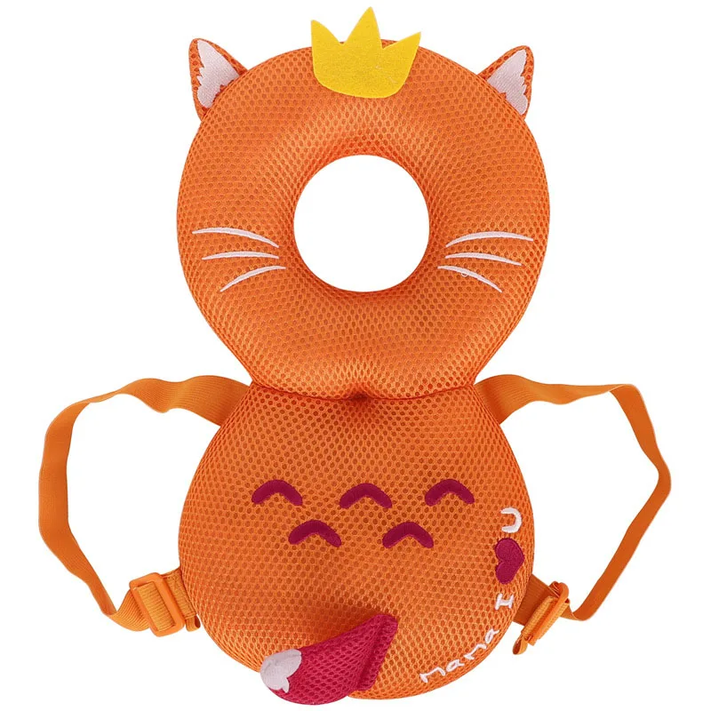 Новая детская подушка для защиты головы, детский мультяшный защитный коврик, детский рюкзак для прогулок, товары для безопасности - Цвет: Mesh Orange Fox L