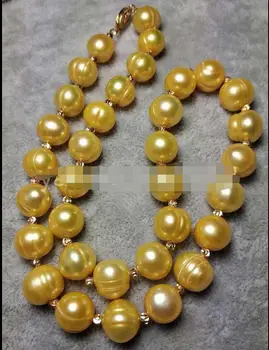 

10-11MM golden SOUTH SEA NATURAL PEARL NECKLACE 14K/20 GOLD CLASP