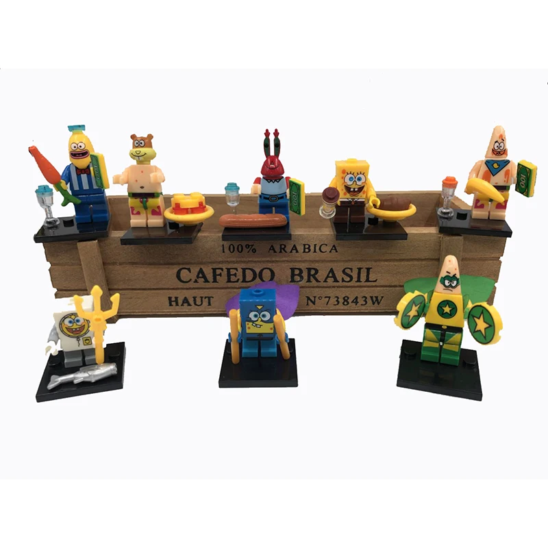 

1pcs Compatible LegoINGlys NinjaINGlys Spongebob figures DIY Children Gift Building Blocks Kids model bricks Toys wj0113
