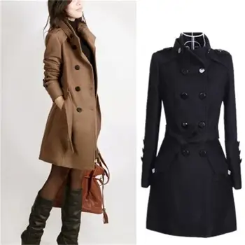 

Black collar warm winter double-breasted coat women's long-sleeved long coat collar coat women's casual autumn 2020 black jacket