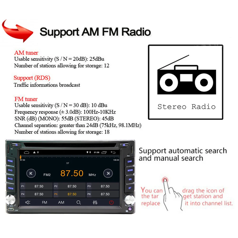 6," HD Android 9,0 автомагнитолы DVD CD MP5 видео плеер 2Din AM FM Авторадио 2G ram TF SD gps Wifi Bluetooth 45