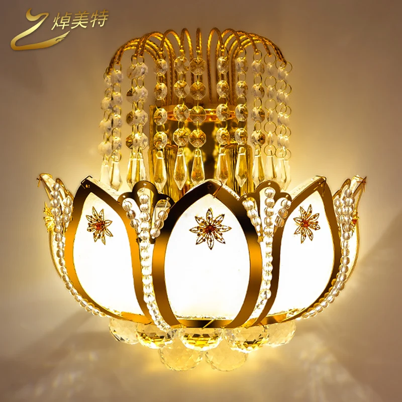 High quality crystal wall lamp gold modern brief ofhead balcony
