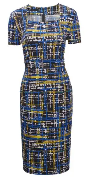 FEIBUSHI элегантное женское летнее очаровательное клетчатое платье с квадратным вырезом, для работы, бизнеса, на каждый день, облегающее платье-футляр - Цвет: Синий
