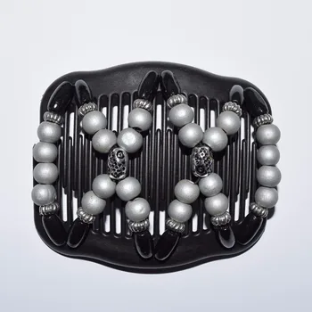 

grey silver wooden beads magic comb 20pcs/lot easy updo special christmas comb easy for professional work