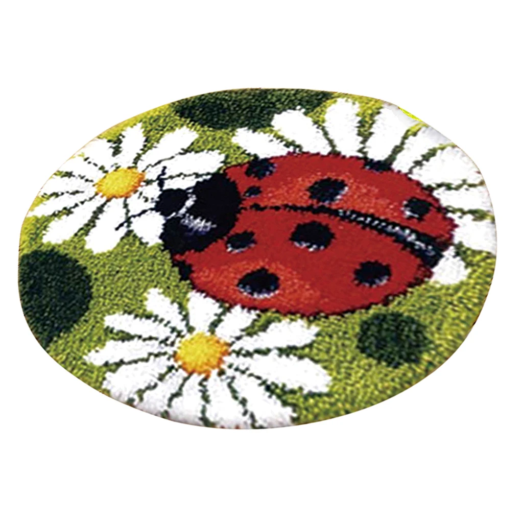 3 Sets Latch Hook Rug Making Kits for Beginners DIY Dog Cat Ladybird Embroidery Cushion Crafts