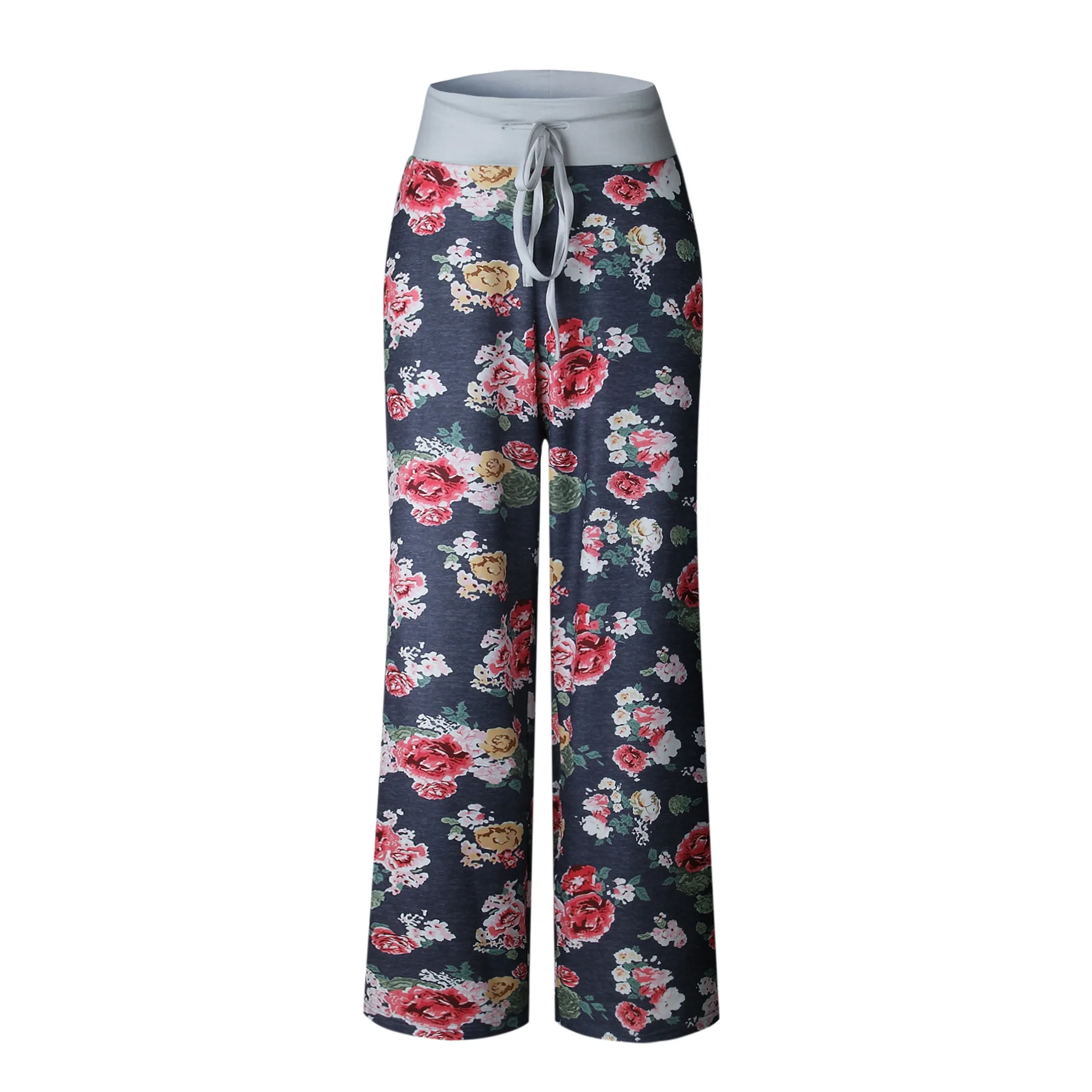 Повседневные Прямые длинные пляжные брюки с широкими штанинами размера плюс 3XL женские брюки 29 цветов с богемным принтом и эластичной резинкой на талии
