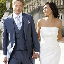 Модные серые смокинги друзей жениха на одной пуговице мужские свадебные костюмы жениха(пиджак+ брюки+ жилет+ галстук) K: 760