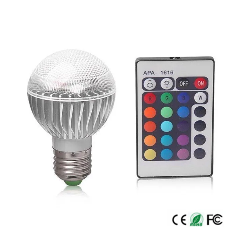 

Dimmable 9W RGB LED Lamp E27 85-265V LED Bulb with 24key Remote Controler Dimmer Energy Saving Multi Color Changeable Spotlight