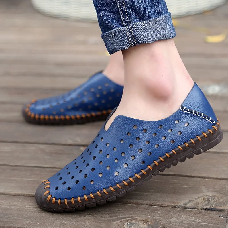 

CNFIIA Mens Loafers Leather Footwear Men Shoes Leather Shoes Male Slip-On Shoes Designer Blue Brown White Slip-On Breathable