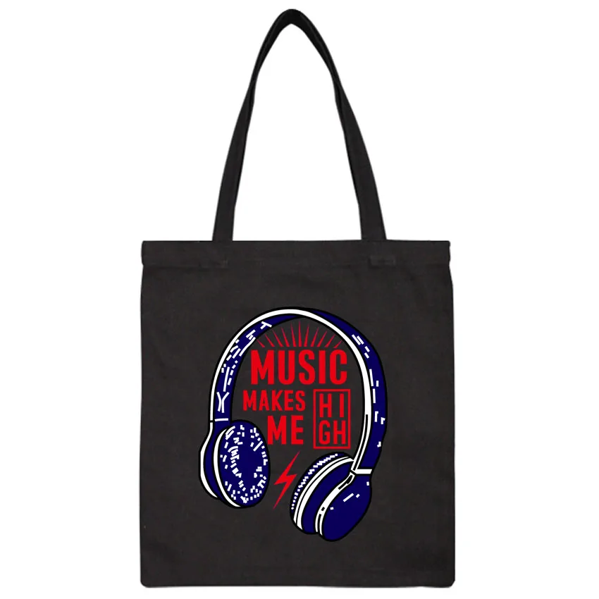 Прикольные наушники Music Make Me с принтом дамская сумочка большой емкости модные дорожные холщовые сумки Женская Мужская барсетка сумки для шоппинга