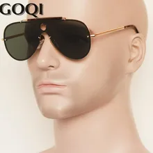 GOQI Знаковый стиль плоские большие металлические 57 мм поляризованные линзы, классические винтажные мужские вождения и спортивные солнцезащитные очки, мужские gafas