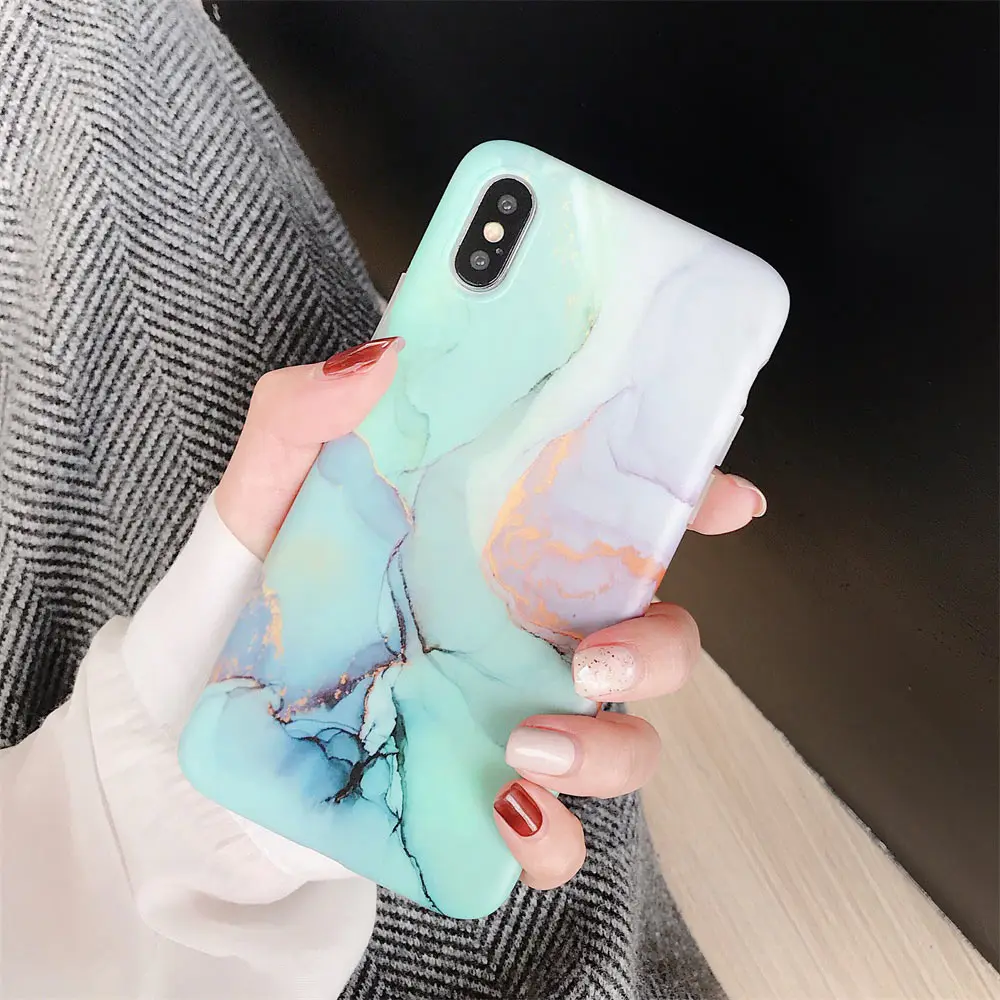 Чехол для Телефона iPhone 7 8 Plus XR XS Max роскошные цветные силиконовые чехлы с мрамором
