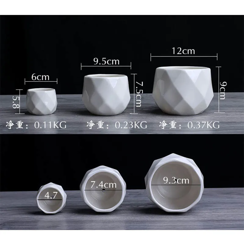 Креативный керамический Алмазный геометрический цветочный горшок простой суккулентный контейнер для растений зеленые кашпо маленькие бонсай горшки украшение дома