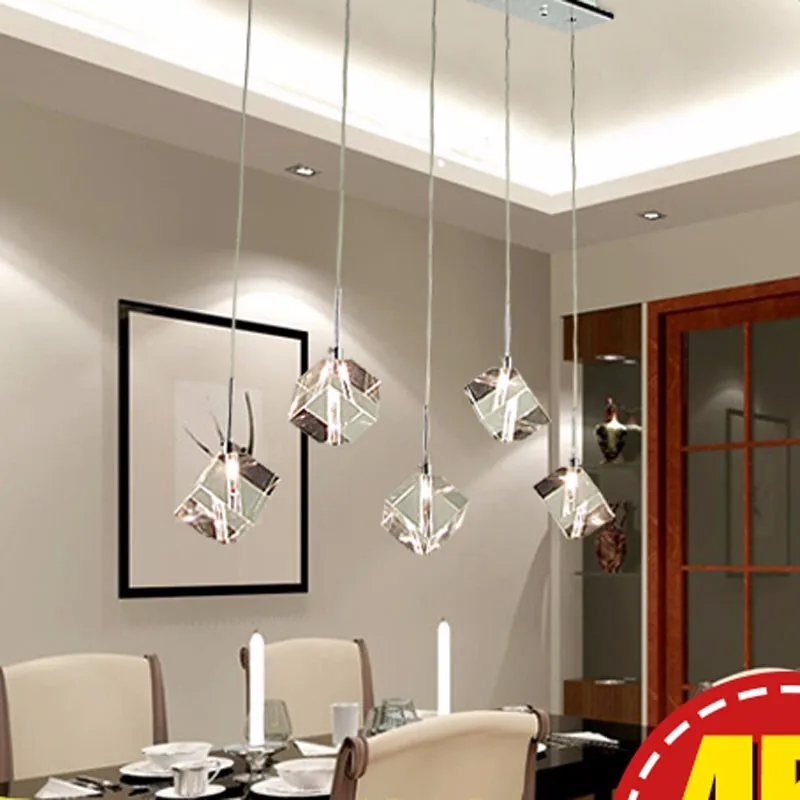 T прозрачный хрустальный светодиодный подвесной светильник для столовой, бара, современные модные лампы для дома, гостиной, простая креативная