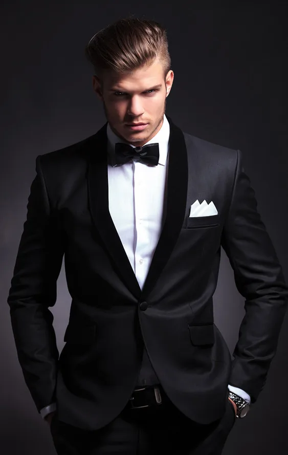 

Groom Tuxedos high quality Men Suits for Wedding Business men suits Groom Wear (Jacket+Pants+bowtie) Two-Pieces free shippng