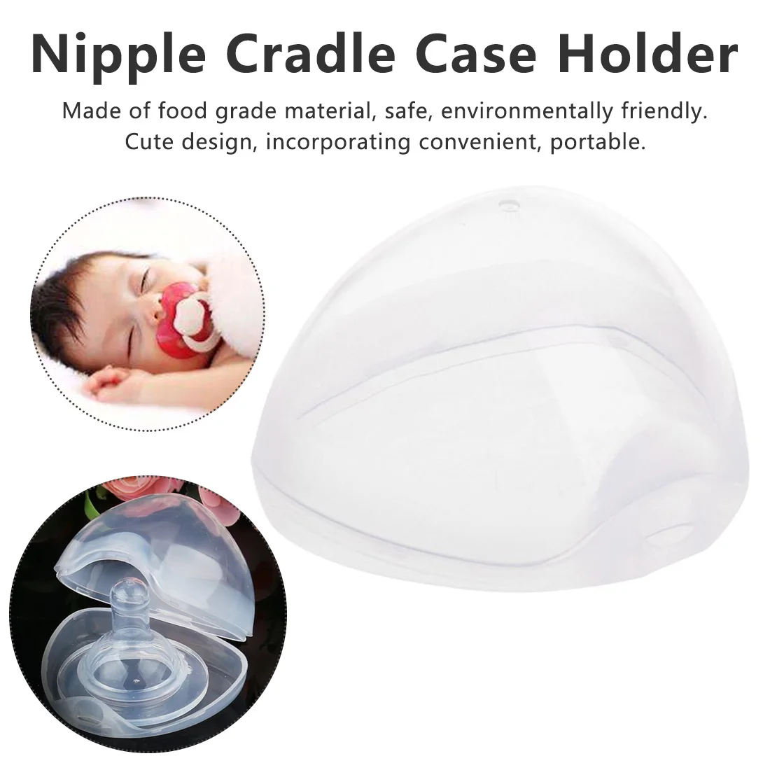 

Portable Baby Nipple Box Boy Girl Infant Pacifier Cradle Case Holder Soother Box Transparent
