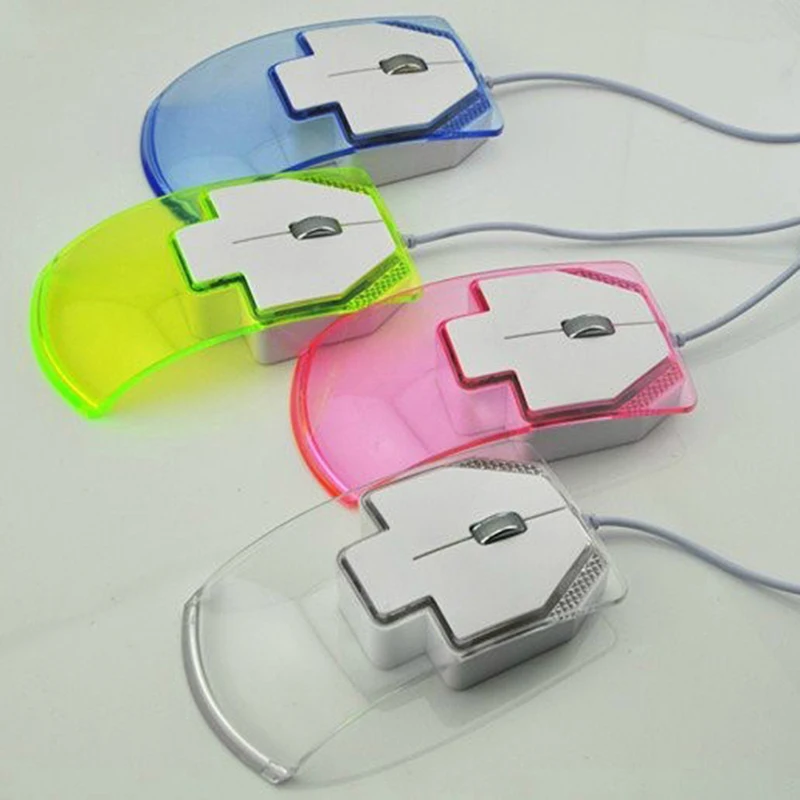 

Transparent Computer 2.4G Wireless Mouse 1200DPI Optical LED Blue Light Wired USB Mouse Mice For PC Laptop Desktop