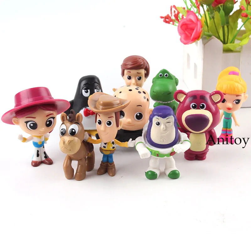 

10pcs/set Mini Figures Woody Buzz lightyear Jessie Rex Bullseye lotso Toy Story Action Figure PVC Collection Model Toy Doll