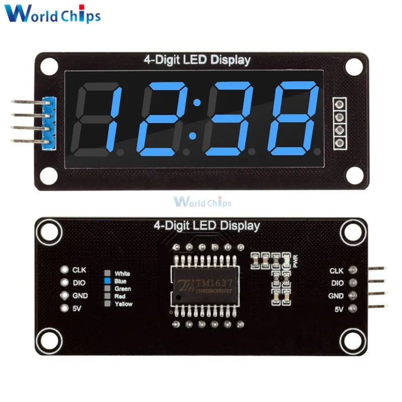 

4-Digit LED 0.56" Display Tube (decimal) 7-Segments Blue LED Display TM1637 Clock Double Dots Module 0.56 Inch For Arduino