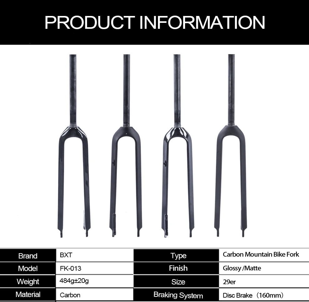 BXT, новинка, без логотипа, 3 K, полностью углеродное волокно, углеродное волокно, 29er, жесткая вилка для горного велосипеда, углеродная, mtb Велосипедная вилка