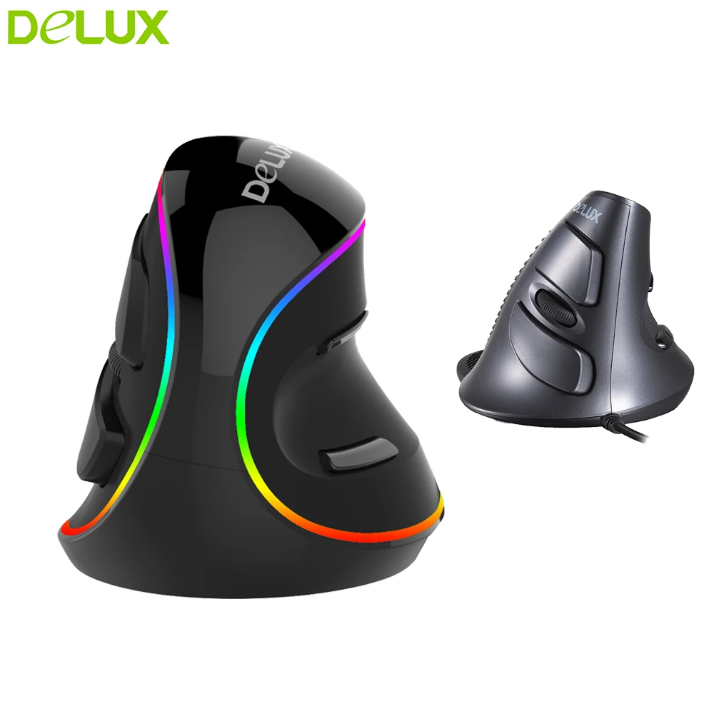 Мышь Delux M618 Plus Вертикальная Проводная игровая эргономичная со светодиодной