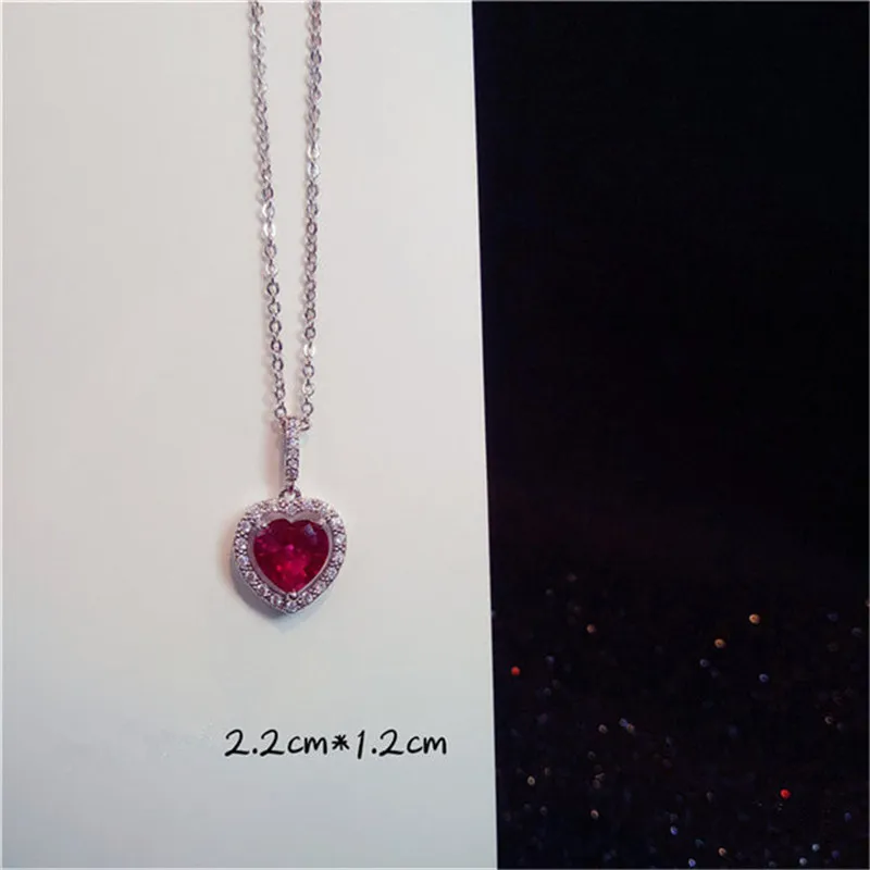 Ожерелье из стерлингового серебра S925 пробы, подвески для женщин, Рубиновая цепочка на ключицу, роскошная гипербола, красная роза, подвеска, хорошее ювелирное изделие, ожерелье