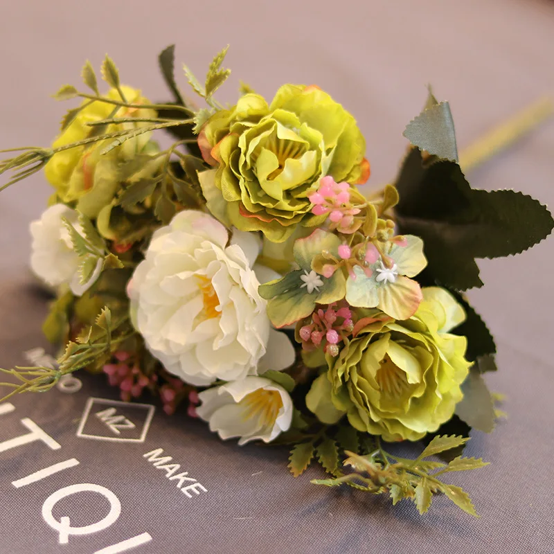 1 Букет DIY Вечерние Красивые свадебные с искусственными цветами, шелковая пион искусственный цветок букет цветов невесты украшения дома