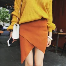 Женские, нового фонда Осень Темперамент Нерегулярные Крест вязание мешок хип облегающая бюст юбка для девочек