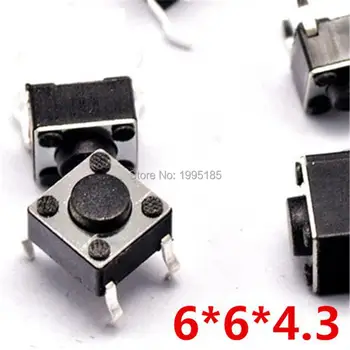 

100pcs 6X6X4.3MM Tactile Push Button Switch 4 pins Micro Switch 4-Pin DIP Momentary touch switch