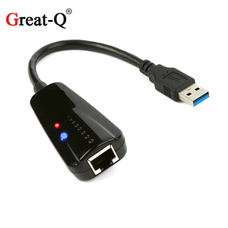 

USB 3.0 10/100/1000Mbps Gigabit Ethernet RJ45 rj-45 External Network Card LAN Adapter adaptator cable cord with LED light