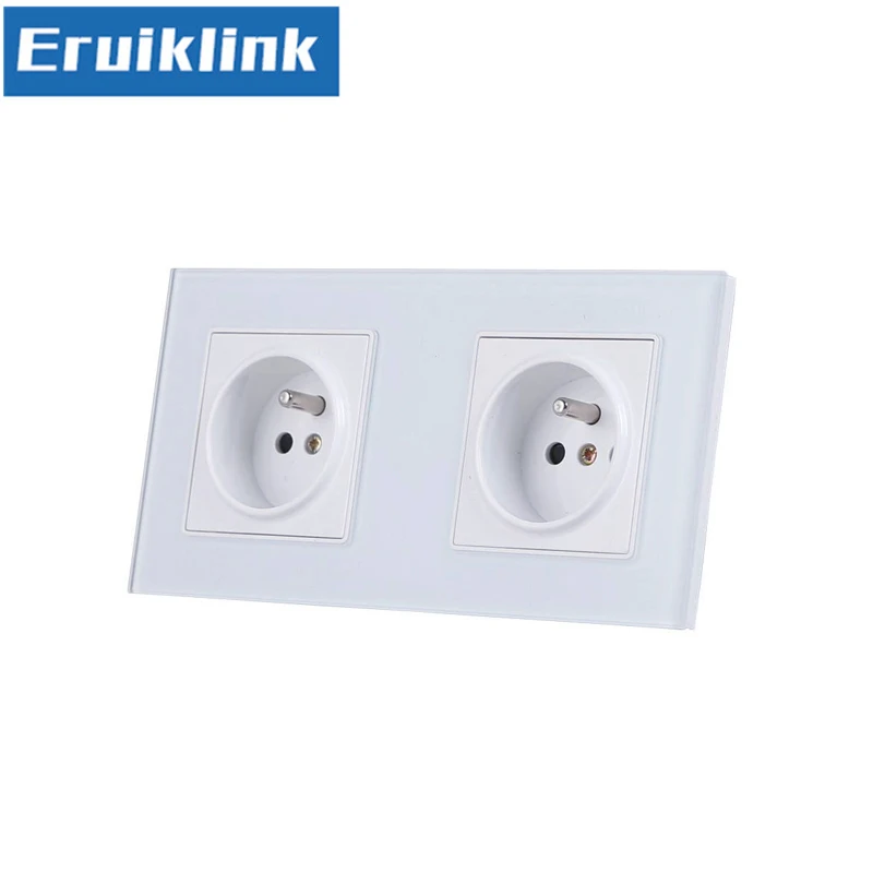 Eu Standard Double Gang Power Socket,france Type Wall Socket.white