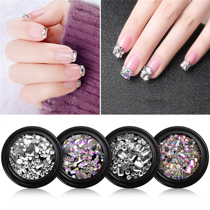 NEW 3D Nail Art Diamond Rhinestones Square Drop Heart Decals Wheel For Nail Tips Decorations DIY Nail Accessories