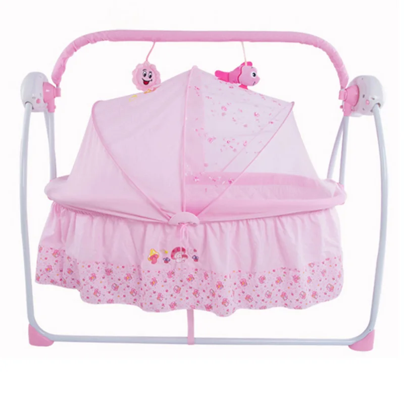 2016 High Quality Multifunctional Electric Baby Cradle Baby Crib Intelligent Portable Folding Cradle with Music and Mosquito Net